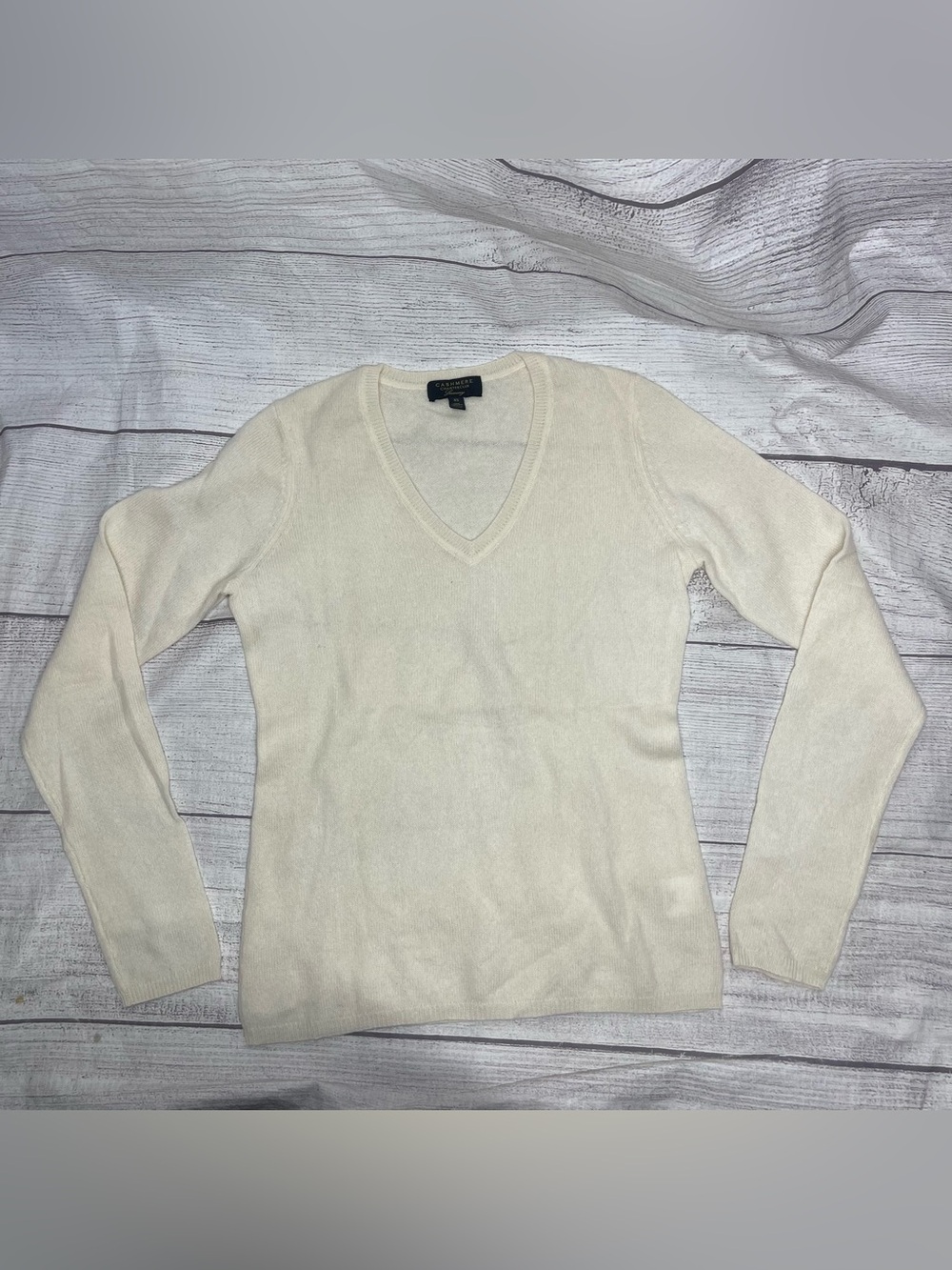 Charter Club Women’s XS Ivory V Nevk Long Sleeve Sweater